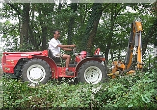 Cutting the grass along the